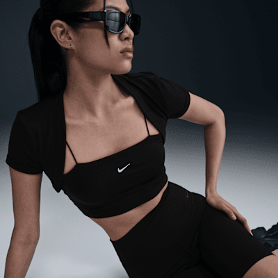 Nike Sportswear Chill KnitEnges kurz geschnittenes Mini-Rib 2-in-1-Oberteil (Damen) Lagerräumung