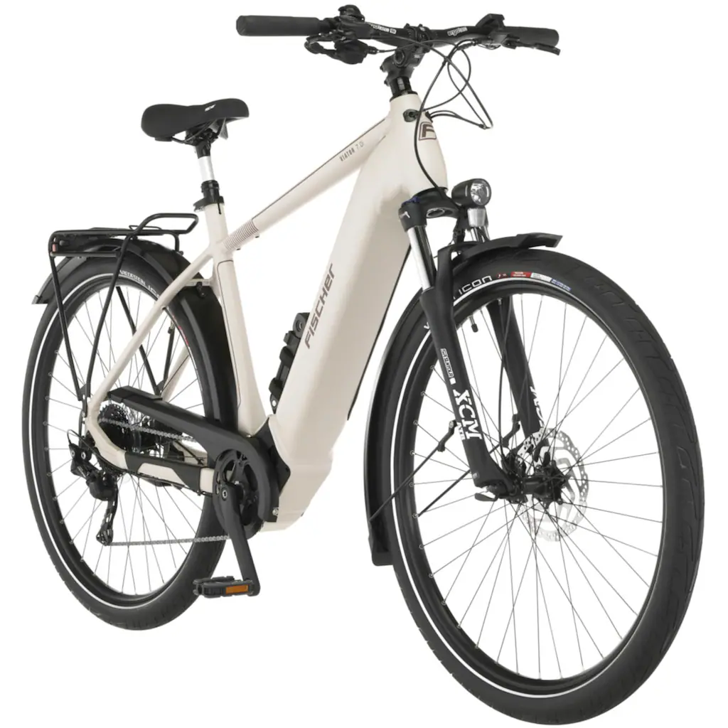 FISCHER Fahrrad E-Bike »VIATOR 7.0i Herren 55« 10 Gang Shimano Deore Mittelmotor 250 W (mit Faltschloss) Pedelec Elektrofahrrad für Damen u. Herren Trekkingrad 50% Rabatt für begrenzte Zeit