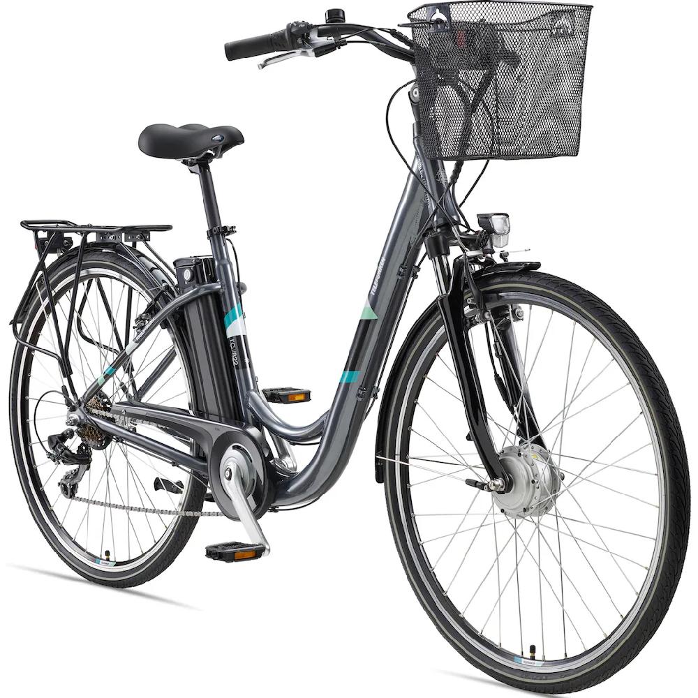 Telefunken E-Bike »Multitalent RC822« 7 Gang Shimano Tourney Frontmotor 250 W (ca. 100 km Reichweite-2 V-Bremsen-Beleuchtung-Straßenzulassung) City Elektrofahrrad Damen Herren 28 Zoll 36 V 374 Wh Akku Pedelec auf Rechnung bes Limitierter Zeitrabatt