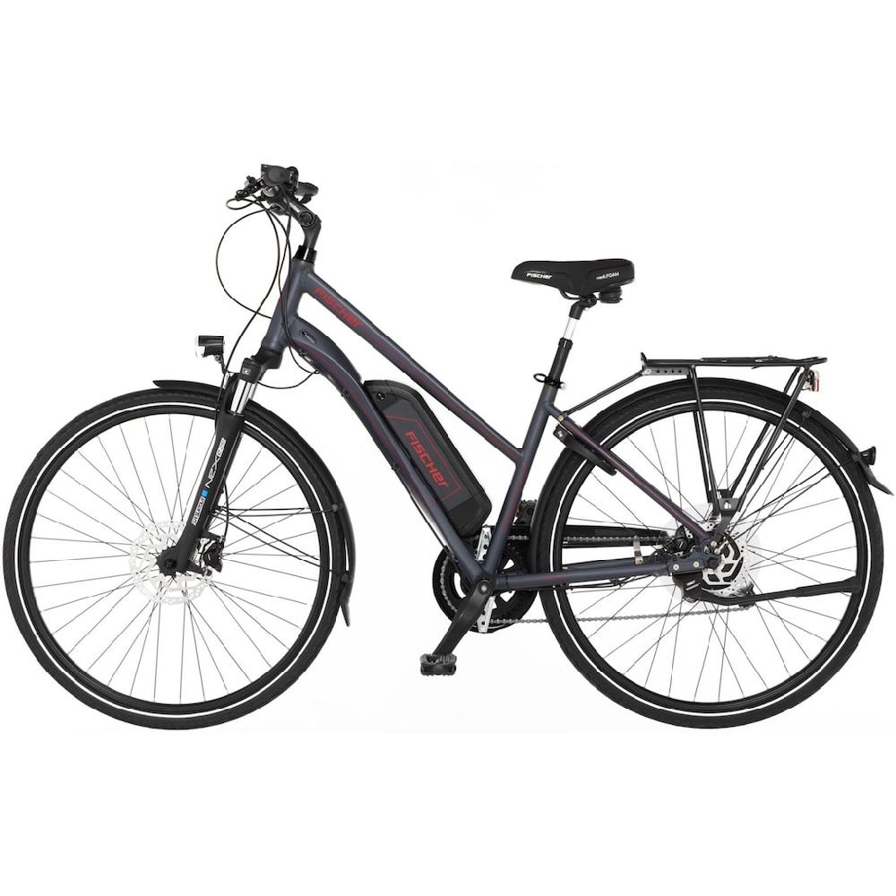 FISCHER Fahrrad E-Bike »VIATOR 1.0 Trapez 44« 8 Gang Shimano Acera Heckmotor 250 W (mit integr. Rahmenschloss) Pedelec Elektrofahrrad für Damen u. Herren Trekkingrad auf Raten Flash Sale