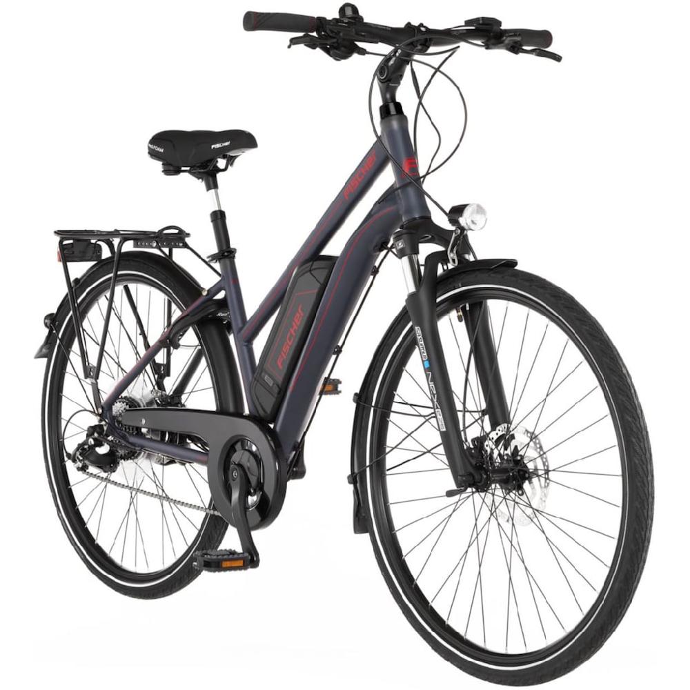 FISCHER Fahrrad E-Bike »VIATOR 1.0 Trapez 44« 8 Gang Shimano Acera Heckmotor 250 W (mit integr. Rahmenschloss) Pedelec Elektrofahrrad für Damen u. Herren Trekkingrad auf Raten Flash Sale