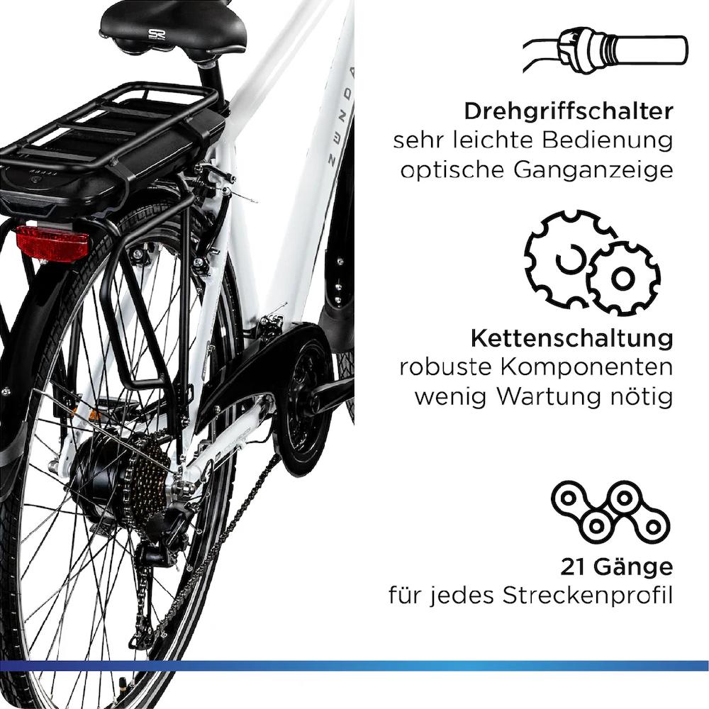 Zündapp E-Bike »Z802 Herren« 21 Gang Shimano Altus RD-M310 Heckmotor 250 W Pedelec Elektrofahrrad für Damen u. Herren Trekkingrad auf Rechnung Begrenztes Angebot