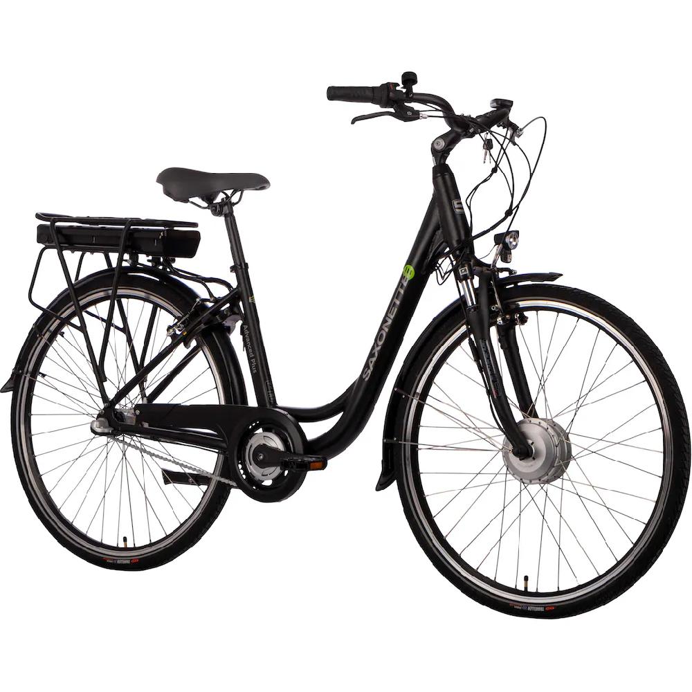 SAXONETTE E-Bike »Advanced Plus« 3 Gang Frontmotor 250 W (mit Akku-Ladegerät u. integr. Rahmenschloss) Pedelec Elektrofahrrad für Damen u. Herren Cityrad auf Rechnung Vatertagsangebot