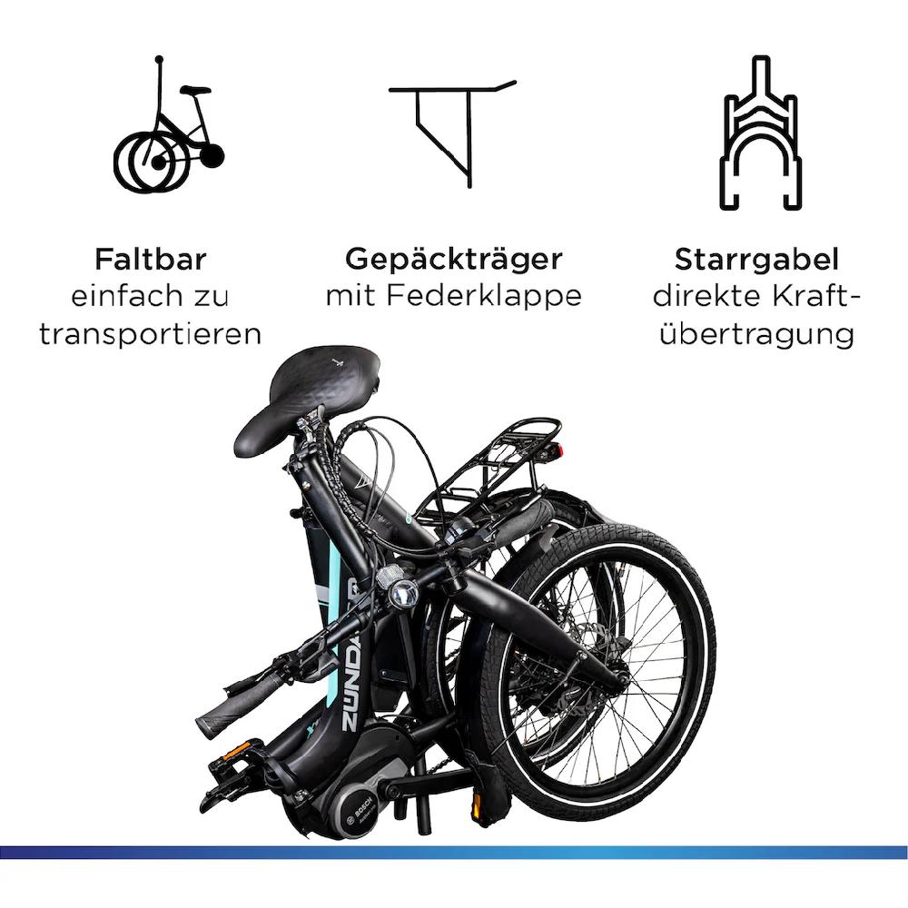 Zündapp E-Bike »X100« 9 Gang Shimano Sora Mittelmotor 250 W Pedelec Elektrofahrrad für Damen u. Herren Faltrad auf Rechnung online kaufen Valentinstagsangebot