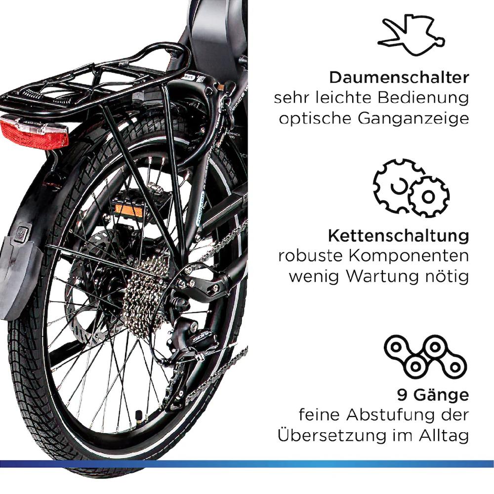 Zündapp E-Bike »X100« 9 Gang Shimano Sora Mittelmotor 250 W Pedelec Elektrofahrrad für Damen u. Herren Faltrad auf Rechnung online kaufen Valentinstagsangebot