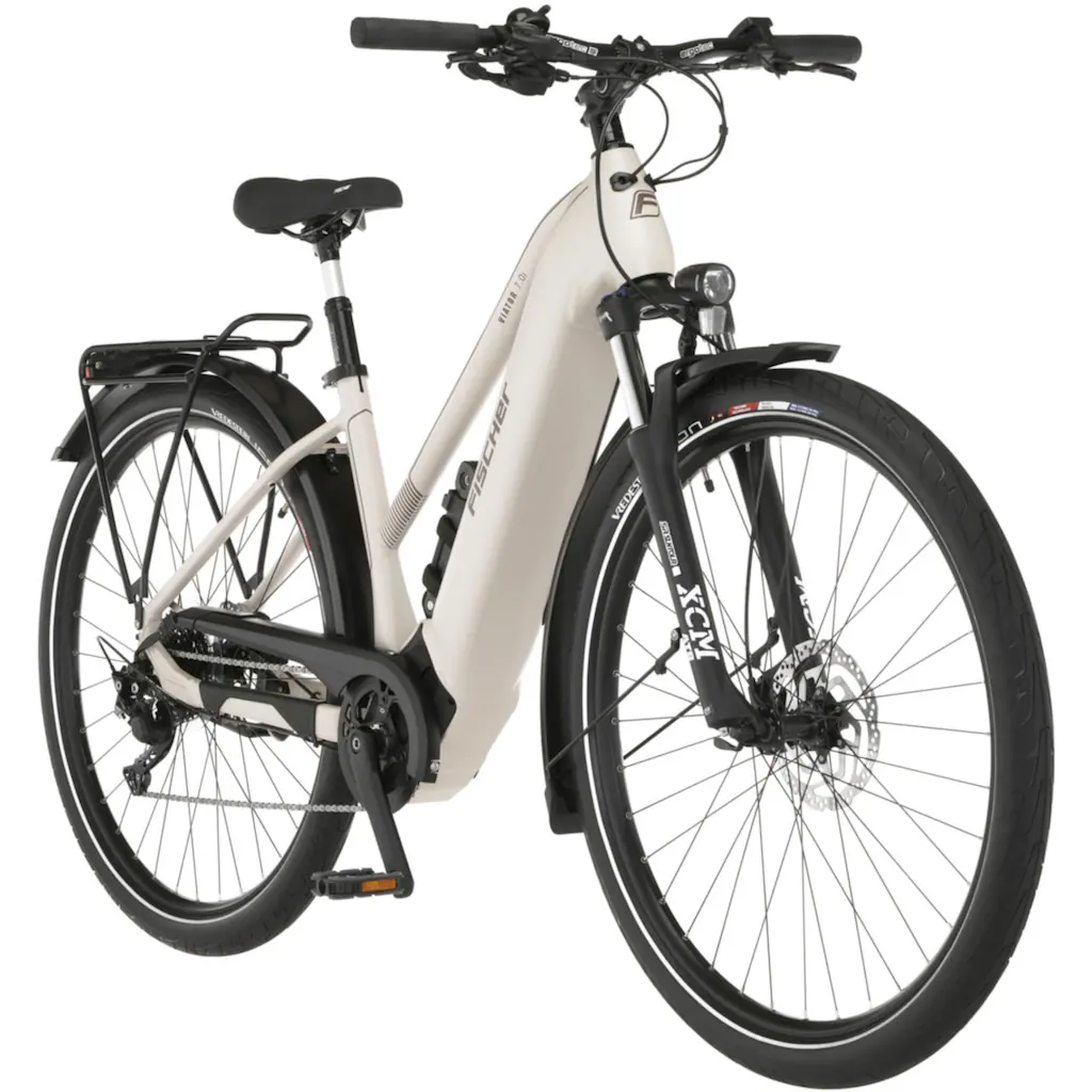 FISCHER Fahrrad E-Bike »VIATOR 7.0i Damen« 10 Gang Shimano Deore Mittelmotor 250 W (mit Faltschloss) Pedelec Elektrofahrrad für Damen u. Herren Trekkingrad auf Rechnung Zeitlich begrenztes Angebot