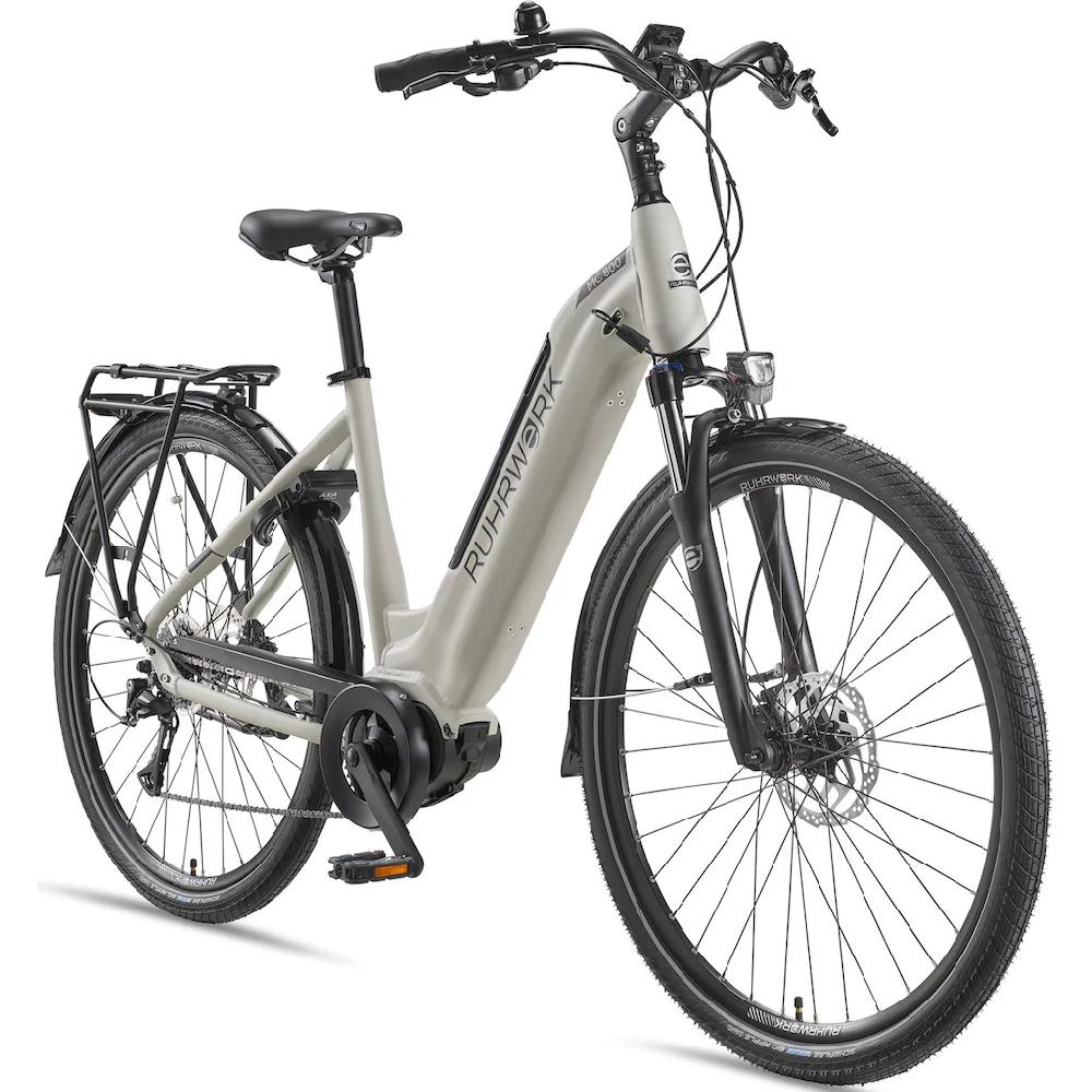 RUHRWERK E-Bike »MC800« 8 Gang Shimano Acera Mittelmotor 250 W Pedelec Elektrofahrrad für Damen u. Herren Cityrad auf Rechnung Räumungsverkauf