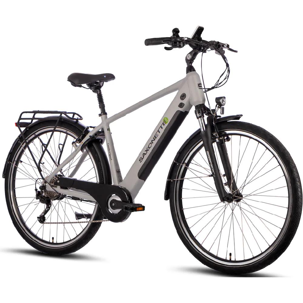 SAXONETTE E-Bike »Comfort Sport« 9 Gang Shimano Alivio Heckmotor 250 W (mit integr. Rahmenschloss und Trapez-Rahmen) Pedelec Elektrofahrrad für Damen u. Herren Trekkingrad Letzter Tag