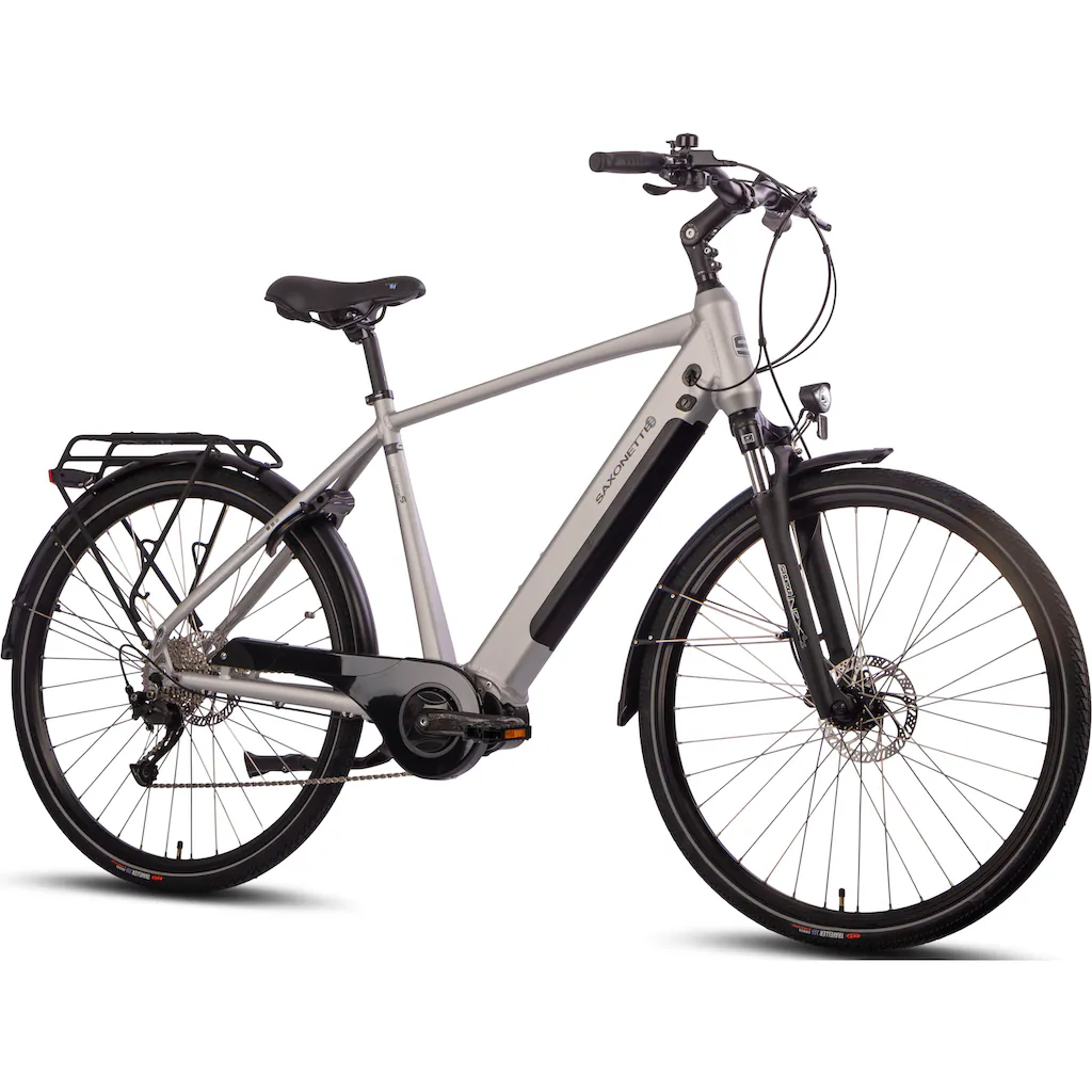 SAXONETTE E-Bike »Saxonette Deluxe Sport (Diamant)« 9 Gang Shimano Alivio Mittelmotor 250 W Pedelec Elektrofahrrad für Damen u. Herren Trekkingrad Zeitbegrenzte Promotion