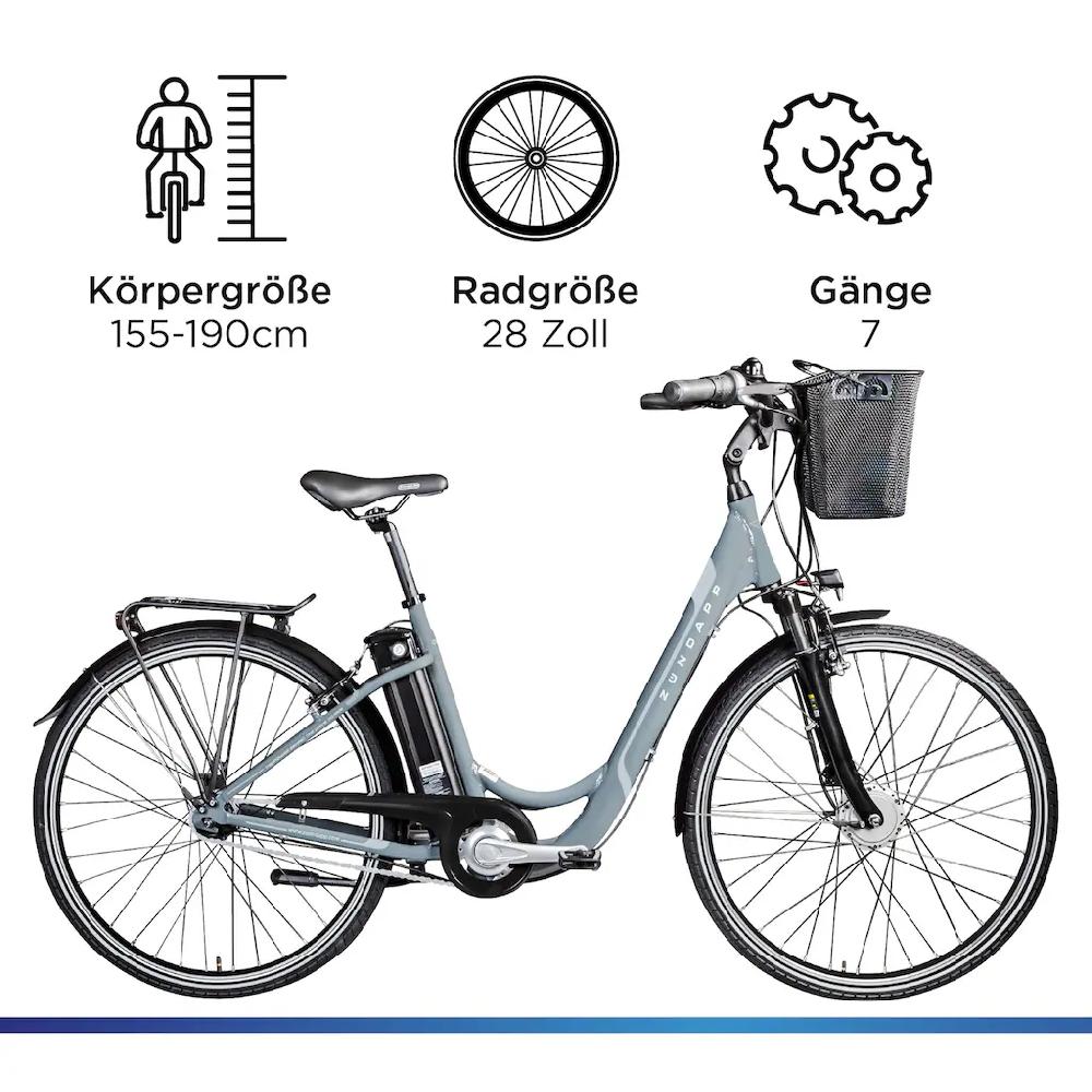 Zündapp E-Bike »Z517« 7 Gang Frontmotor 250 W E Bike Damenfahrrad 28 Zoll 155 - 190 cm mit 7 Gang Nabenschaltung auf Rechnung online kaufen Super Rabatt