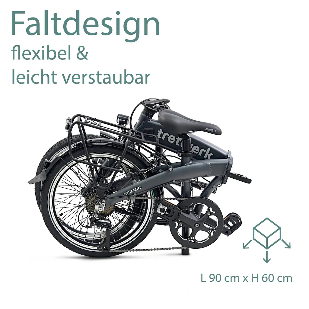 Tretwerk E-Bike »Akimbo« 8 Gang Shimano Acera M3020 SGS Heckmotor 250 W Pedelec Elektrofahrrad für Damen u. Herren Faltrad zollfrei