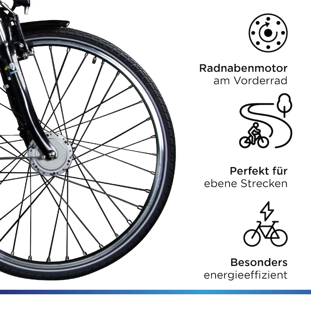 Zündapp E-Bike »Z510« 3 Gang Shimano Nexus SC-3C41 Frontmotor 250 W Pedelec Elektrofahrrad für Damen u. Herren Cityrad auf Raten 2025