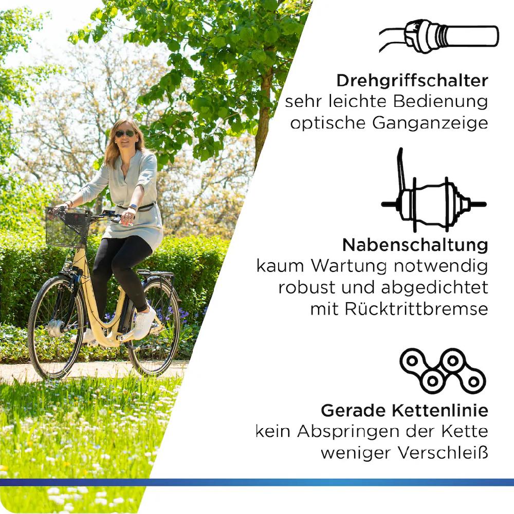 Zündapp E-Bike »Z517« 7 Gang Frontmotor 250 W E Bike Damenfahrrad 28 Zoll 155 - 190 cm mit 7 Gang Nabenschaltung auf Rechnung bestellen Auslauf