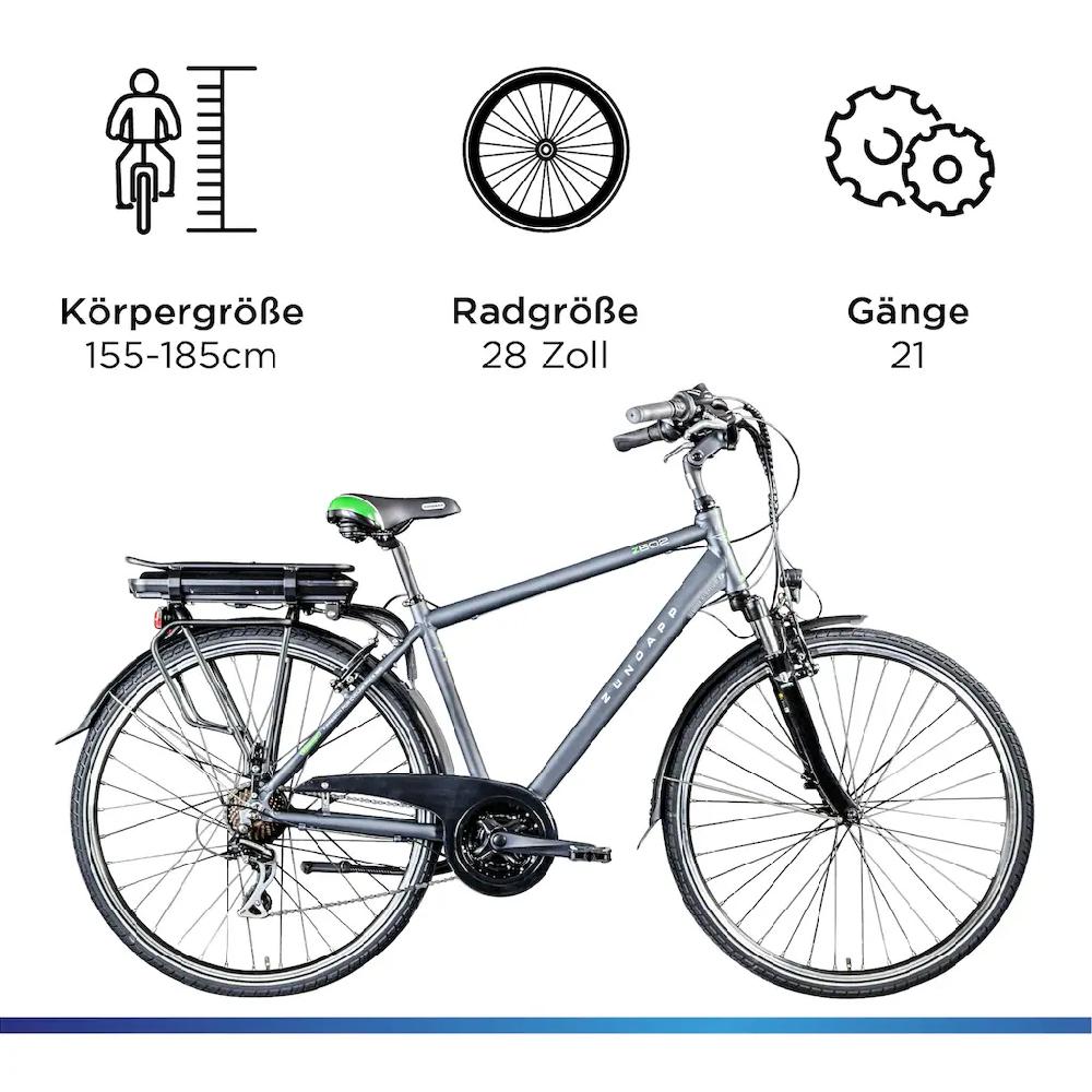 Zündapp E-Bike »Z802 Herren« 21 Gang Shimano Altus RD-M310 Heckmotor 250 W Pedelec Elektrofahrrad für Herren Trekkingrad auf Rechnung bestellen Sonderangebot