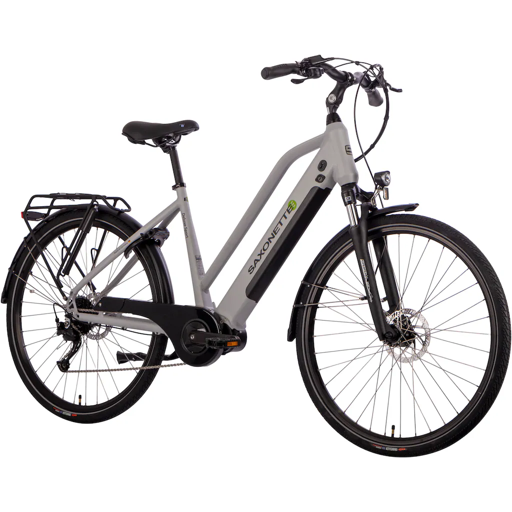 SAXONETTE E-Bike »Deluxe Sport Lady« 9 Gang Shimano Alivio Mittelmotor 250 W Pedelec Elektrofahrrad für Damen u. Herren Cityrad auf Rechnung online kaufen Vatertagsangebot