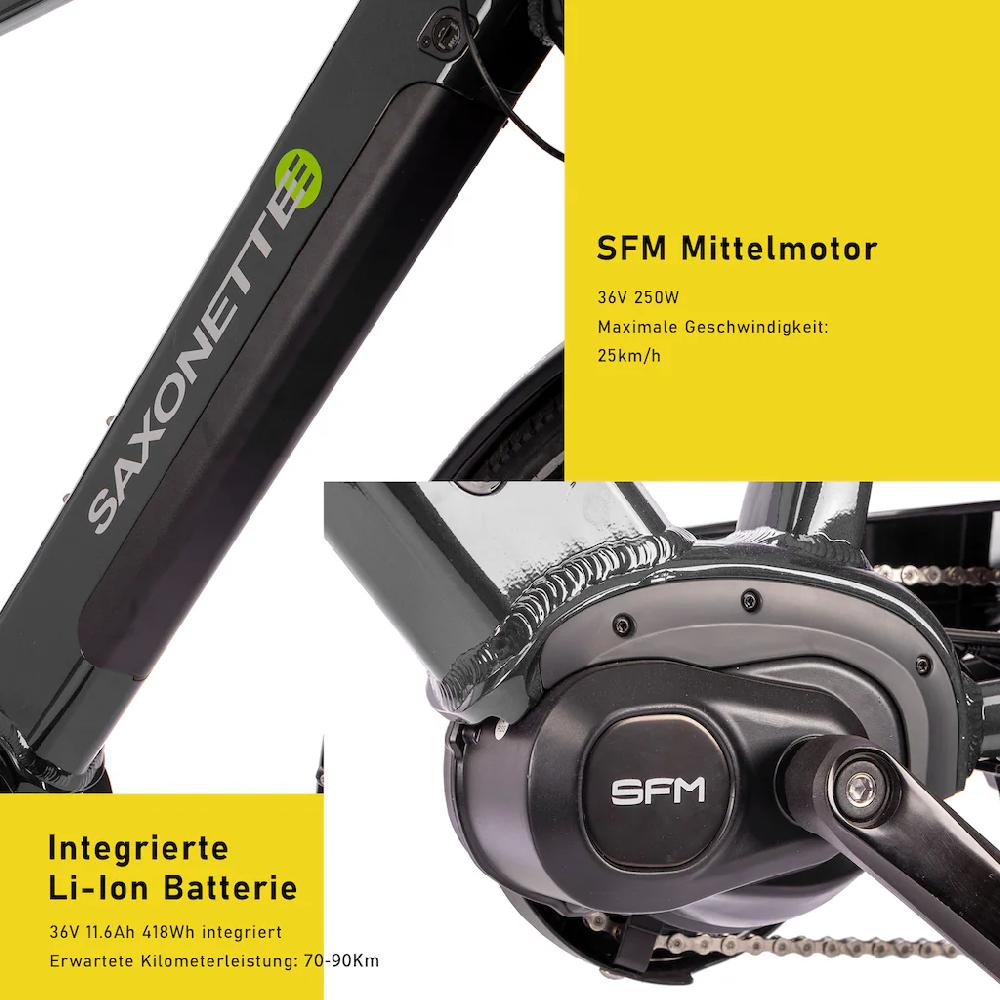 SAXONETTE E-Bike »Deluxe Sport Lady« 9 Gang Shimano Alivio Mittelmotor 250 W Pedelec Elektrofahrrad für Damen u. Herren Cityrad auf Rechnung online kaufen Vatertagsangebot