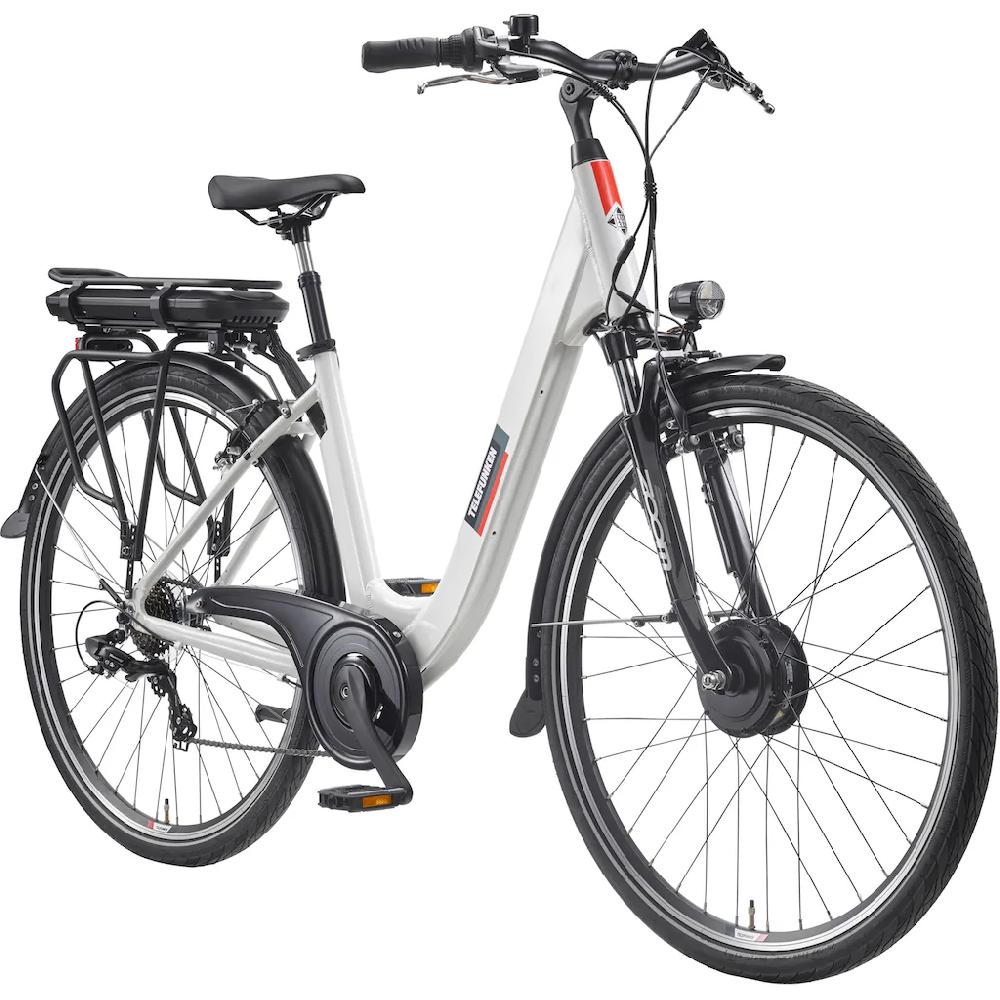 Telefunken E-Bike »Multitalent RC825« 7 Gang Shimano Frontmotor 250 W (28 Zoll Straßenzulassung ca. 100 km Reichweite) Pedelec Elektrofahrrad für Herren u. Damen tiefer Einstieg Cityrad auf Rechnung online kaufen Exklusive Angebote