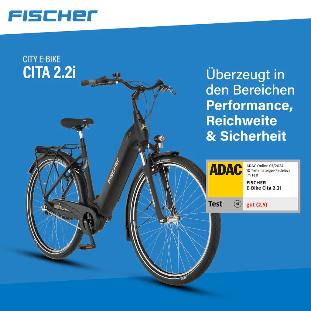 FISCHER Fahrrad E-Bike »CITA 2.2I 522« 3 Gang Shimano Nexus Mittelmotor 250 W (Schloss) Pedelec Elektrofahrrad für Damen u. Herren Cityrad Große Rabatte