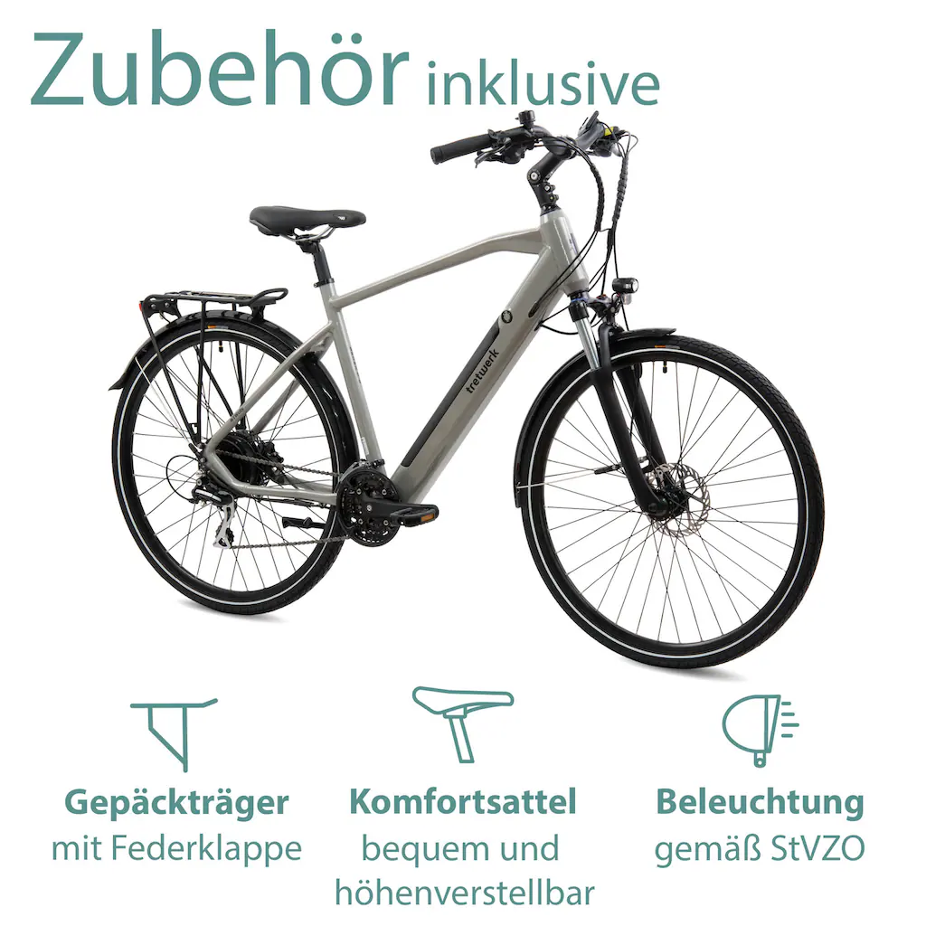 Tretwerk E-Bike »Bronx 5.0« 24 Gang Shimano Altus M310 Heckmotor 250 W Pedelec Elektrofahrrad für Damen u. Herren Trekkingrad auf Rechnung online kaufen Tägliche Deals