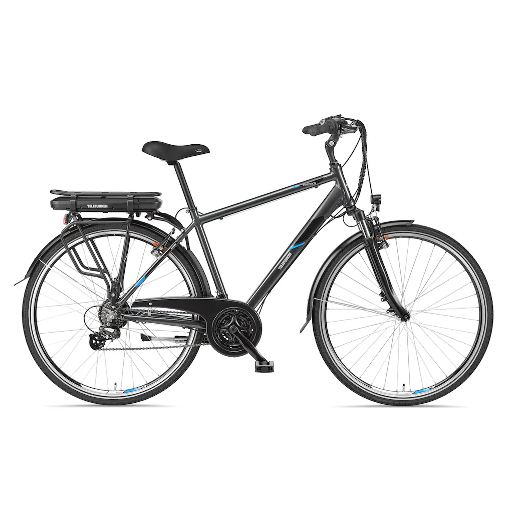 Telefunken E-Bike »Expedition XT481« 21 Gang Shimano Heckmotor 250 W (mit Fahrradtasche) Pedelec Elektrofahrrad für Herren Trekkingrad auf Rechnung Wochenangebot
