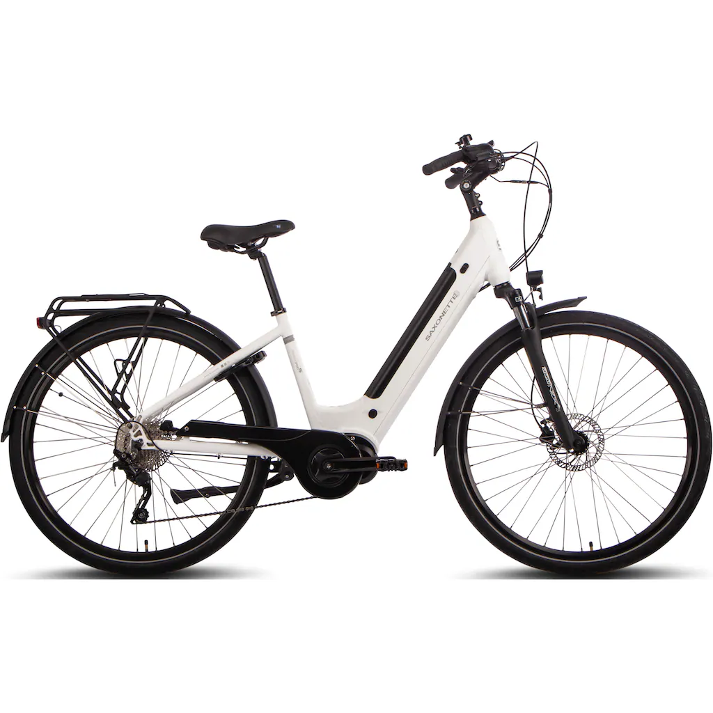 SAXONETTE E-Bike »Premium Sport (Wave)« 10 Gang Mittelmotor 250 W Pedelec Elektrofahrrad für Damen u. Herren Trekkingrad auf Rechnung Letzte 3 Tage
