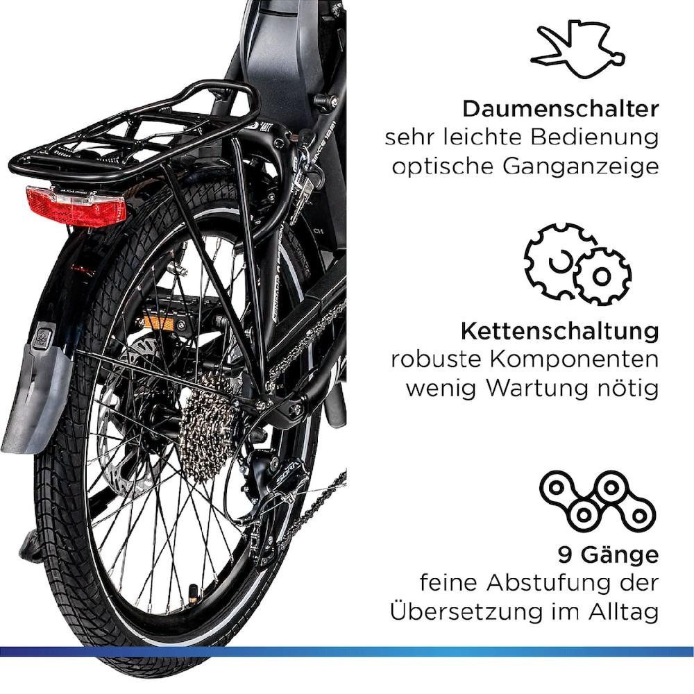 Zündapp E-Bike »X100« 9 Gang Shimano Sora Mittelmotor 250 W Pedelec Elektrofahrrad für Damen u. Herren Faltrad Black Friday Preise