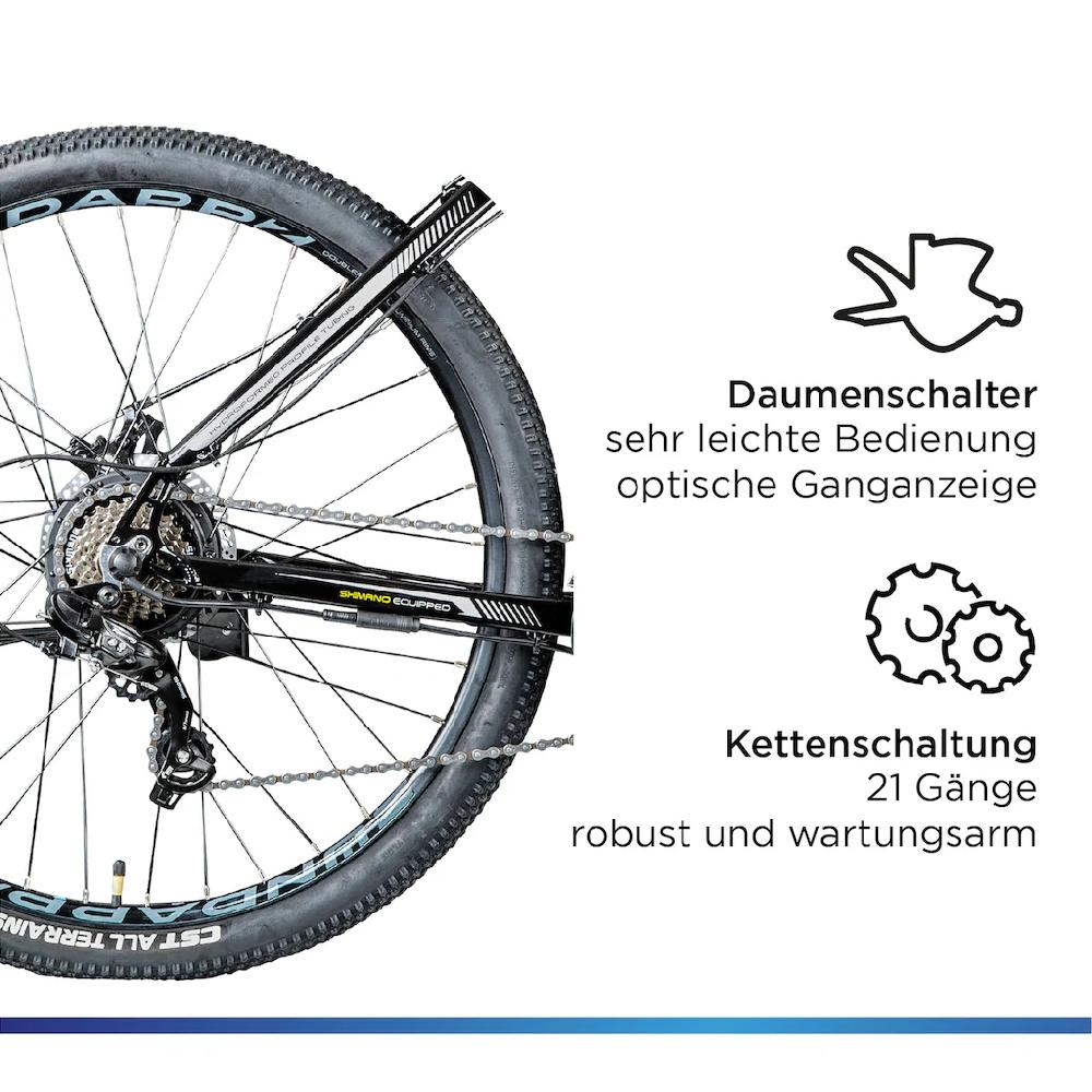 Zündapp E-Bike »Z801« 21 Gang Shimano Tourney RD-TY300 Heckmotor 250 W Pedelec Elektrofahrrad für Damen u. Herren MTB Mountainbike auf Rechnung online kaufen Im Verkauf