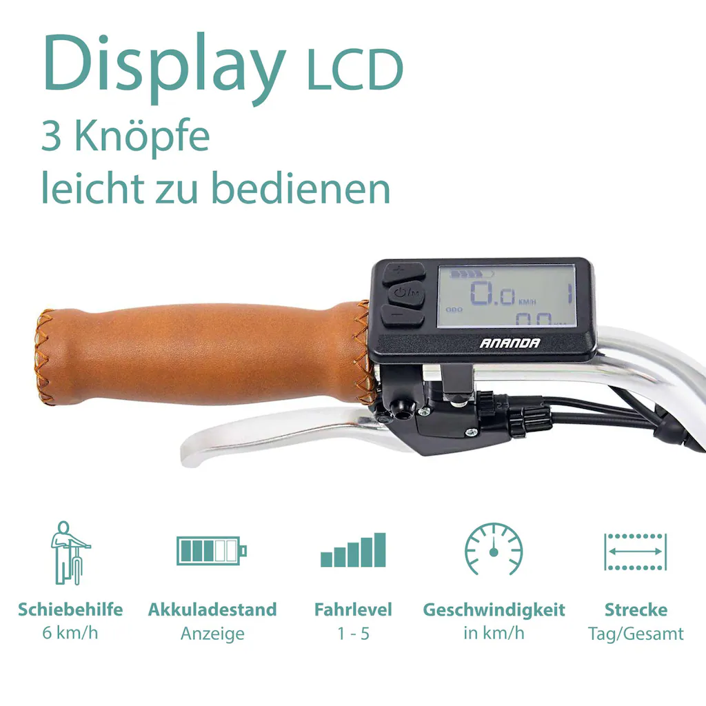 Tretwerk E-Bike »Aurora« 7 Gang Frontmotor 250 W (im Retro-Stil) Pedelec Elektrofahrrad für Damen u. Herren Cityrad zollfrei