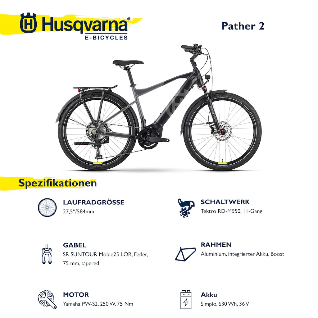 Husqvarna E-BICYCLES E-Bike »E-Trekkingbike Pather 2 Herren« 11 Gang Tektro RD-M550 Mittelmotor 250 W (27 5 Zoll Yamaha Motor Scheibenbremsen mit Straßenzulassung) Pedelec Elektrofahrrad für Herren Trekkingrad 50% Rabatt für begrenzte Zeit