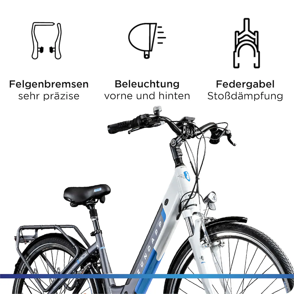 Zündapp E-Bike »Z901« 7 Gang Shimano Tourney RD-TY300 Mittelmotor 250 W Pedelec Elektrofahrrad für Damen u. Herren Cityrad Rabatte dieses Monats