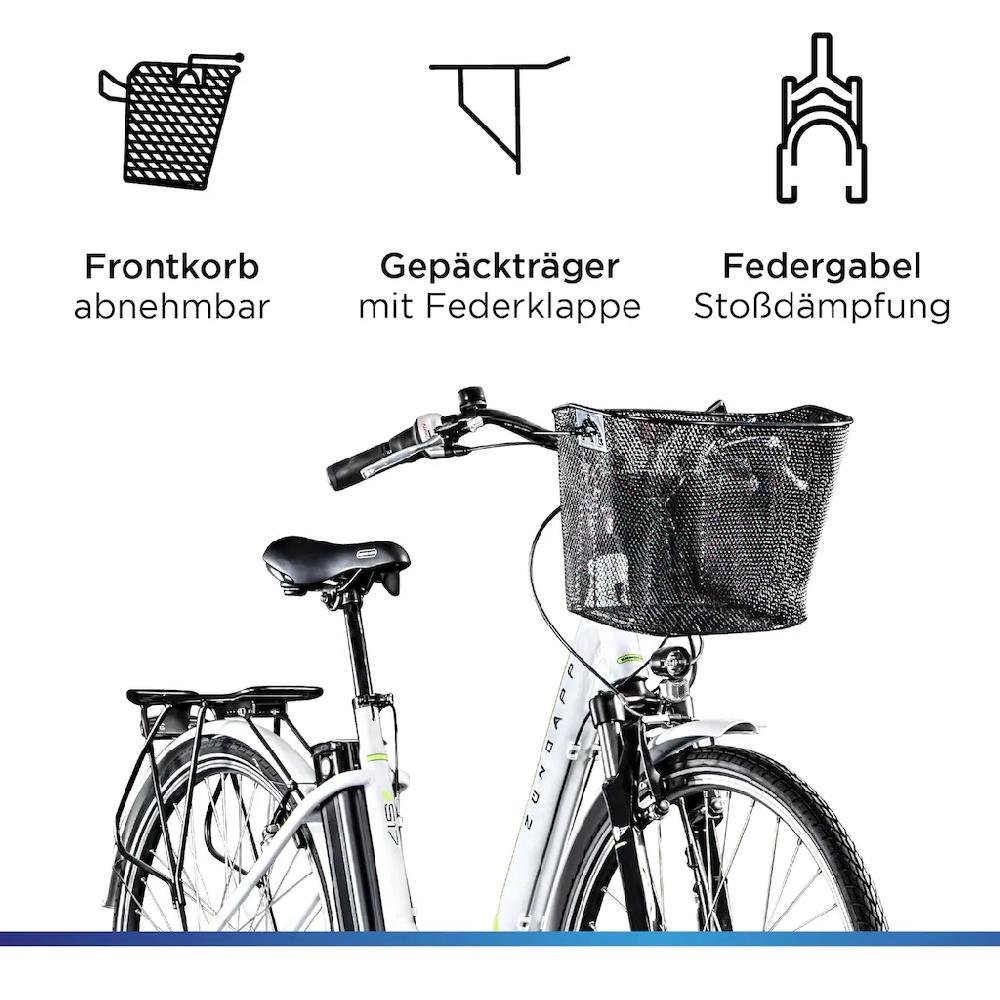 Zündapp E-Bike »Z517« 7 Gang Shimano Frontmotor 250 W (mit großem Frontkorb) Pedelec Elektrofahrrad für Damen u. Herren Cityrad auf Raten Auslauf