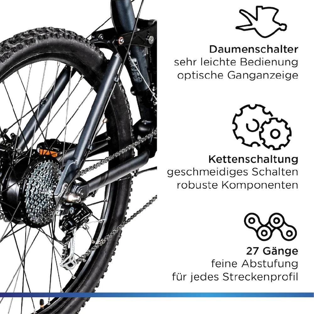 Zündapp E-Bike »XFS« 27 Gang Shimano Tourney TX Heckmotor 250 W Pedelec Elektrofahrrad für Damen u. Herren MTB Mountainbike auf Rechnung online bestellen Fabrikpreis