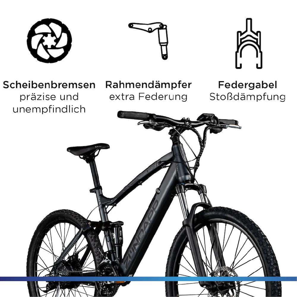 Zündapp E-Bike »XFS« 27 Gang Shimano Tourney TX Heckmotor 250 W Pedelec Elektrofahrrad für Damen u. Herren MTB Mountainbike auf Rechnung online bestellen Fabrikpreis
