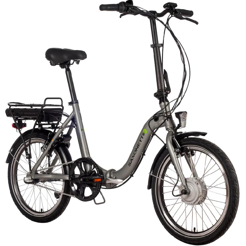SAXONETTE E-Bike »Compact Plus 2.0« 3 Gang Frontmotor 250 W (mit Akku-Ladegerät) Pedelec Elektrofahrrad für Damen u. Herren Faltrad auf Rechnung bestellen Exklusivangebot