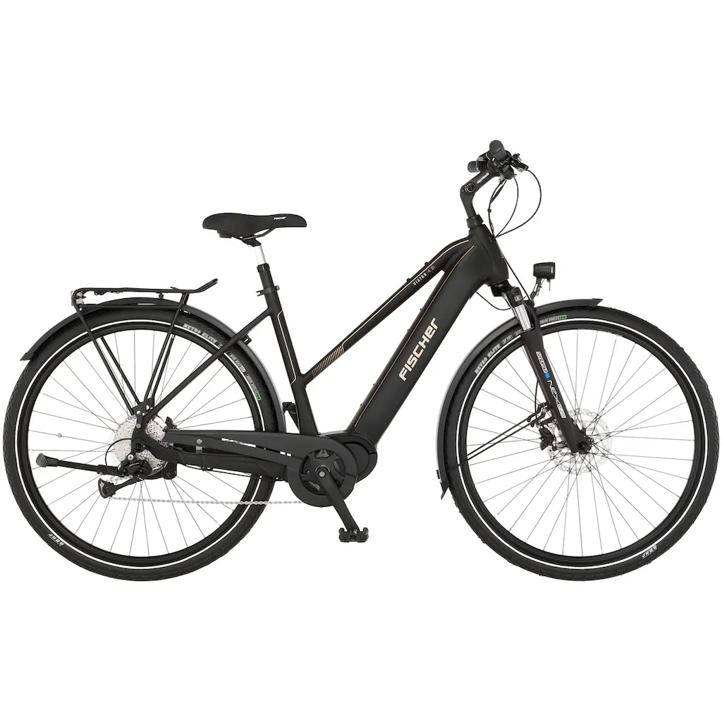FISCHER Fahrrad E-Bike »VIATOR 4.2i 711« 9 Gang Shimano Acera Mittelmotor 250 W (mit Faltschloss) Pedelec Elektrofahrrad für Damen u. Herren Trekkingrad auf Raten Weihnachtsangebot