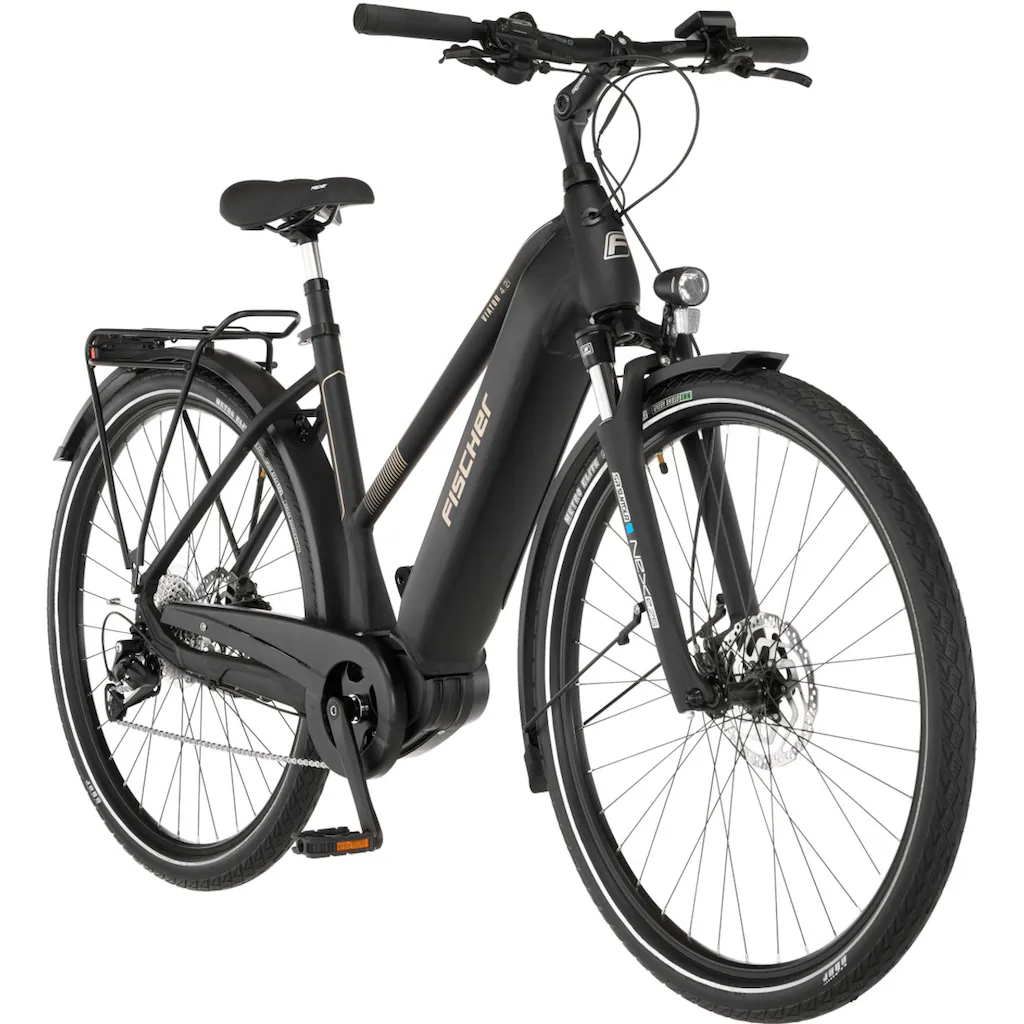 FISCHER Fahrrad E-Bike »VIATOR 4.2i 711« 9 Gang Shimano Acera Mittelmotor 250 W (mit Faltschloss) Pedelec Elektrofahrrad für Damen u. Herren Trekkingrad auf Raten Weihnachtsangebot