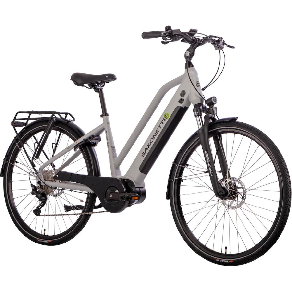 SAXONETTE E-Bike »Premium Sport (Trapez)« 10 Gang Mittelmotor 250 W Pedelec Elektrofahrrad für Damen Trekkingrad auf Rechnung Jubiläumsangebot