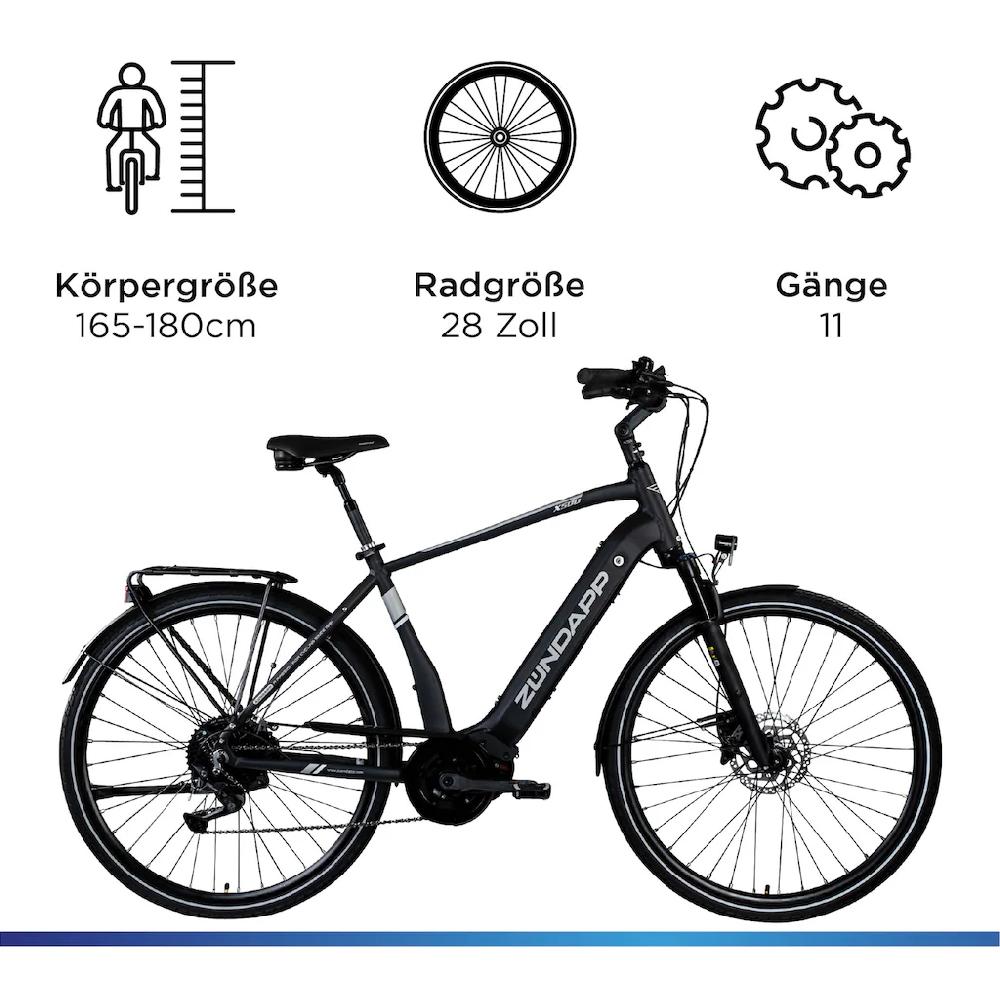 Zündapp E-Bike »X500« 11 Gang Shimano Deore Mittelmotor 250 W Pedelec Elektrofahrrad für Damen u. Herren Trekkingrad Online Outlet