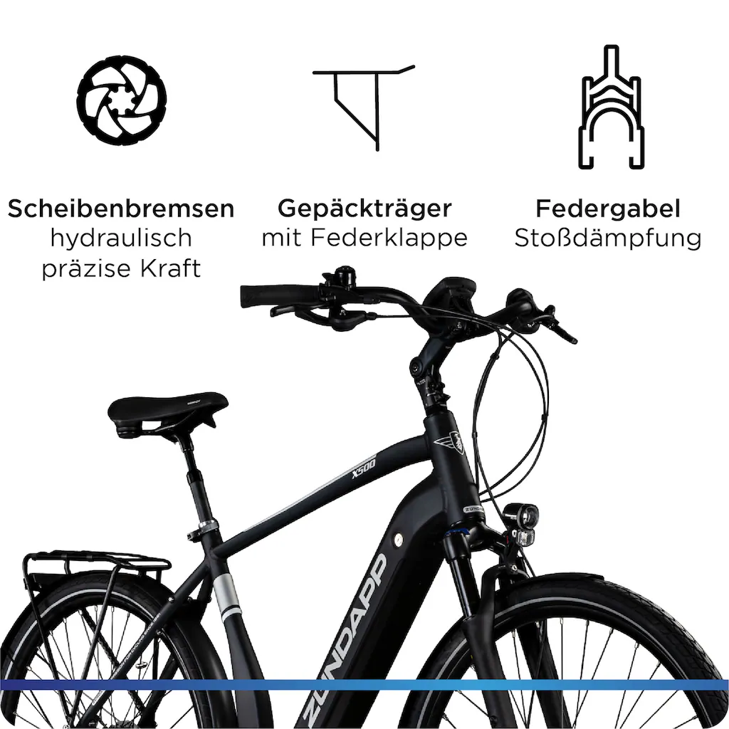 Zündapp E-Bike »X500« 11 Gang Shimano Deore Mittelmotor 250 W Pedelec Elektrofahrrad für Damen u. Herren Trekkingrad Online Outlet