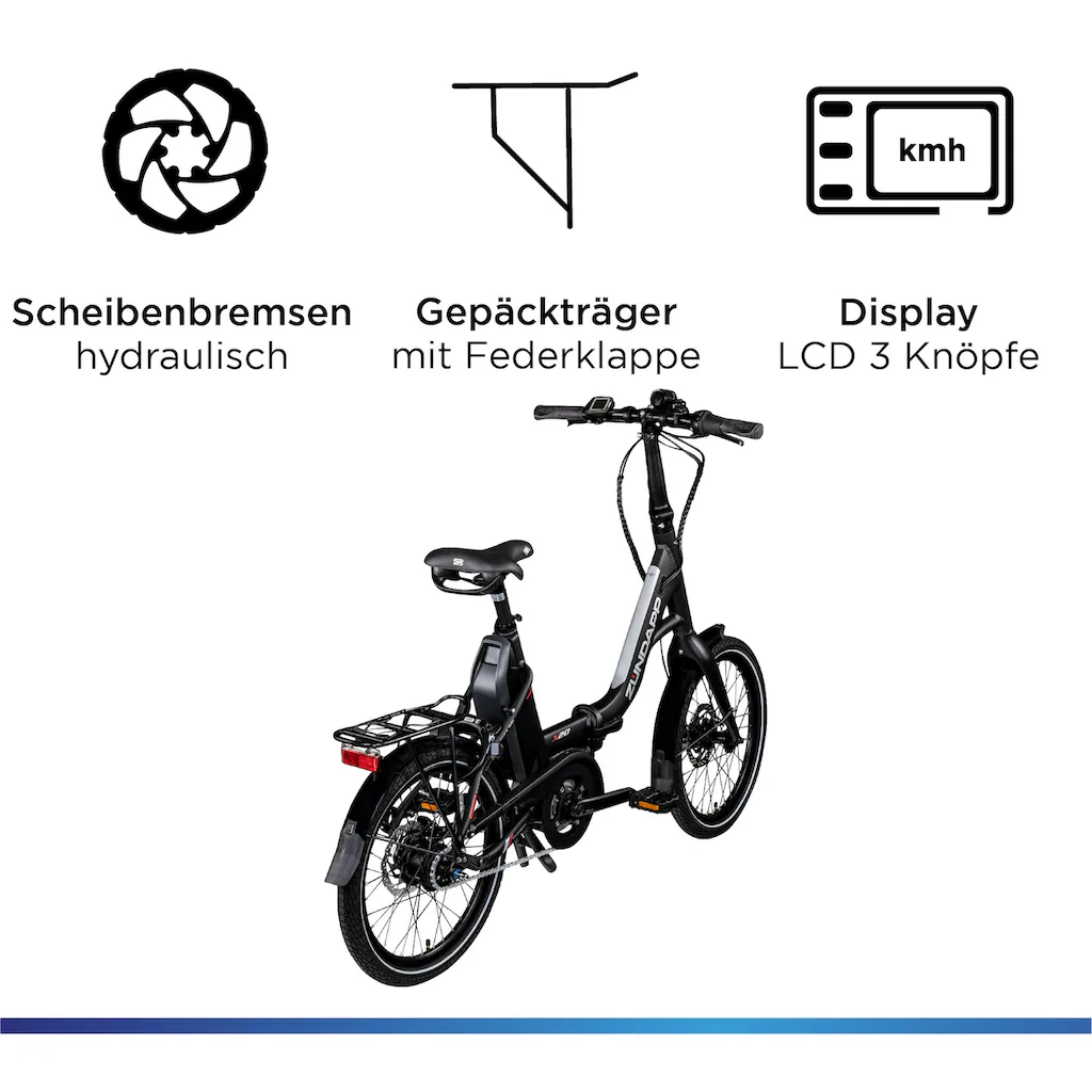 Zündapp E-Bike »X20« 7 Gang Shimano Nexus Mittelmotor 250 W Pedelec Elektrofahrrad für Damen u. Herren Faltrad Zeitlich begrenztes Angebot