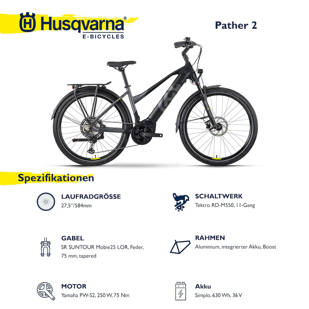 Husqvarna E-BICYCLES E-Bike »E-Trekkingbike Pather 2 Damen« 11 Gang Tektro RD-M550 Mittelmotor 250 W (27 5 Zoll Yamaha Motor Scheibenbremsen mit Straßenzulassung) Pedelec Elektrofahrrad für Damen Trekkingrad auf Rechnung Blitzangebot