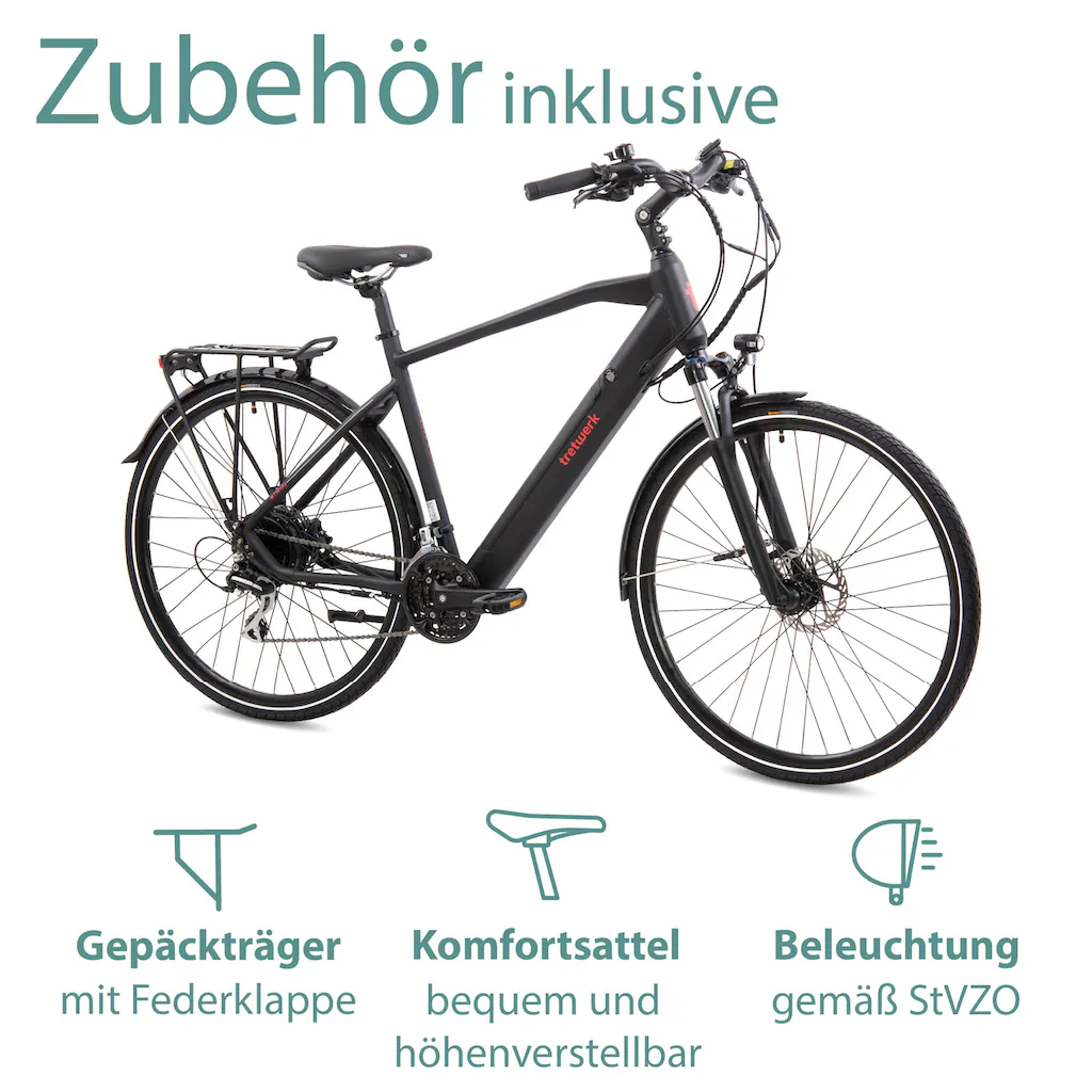 Tretwerk E-Bike »Bronx 5.0« 24 Gang Shimano Altus M310 Heckmotor 250 W Pedelec Elektrofahrrad für Damen u. Herren Trekkingrad auf Rechnung online kaufen Wochenangebot