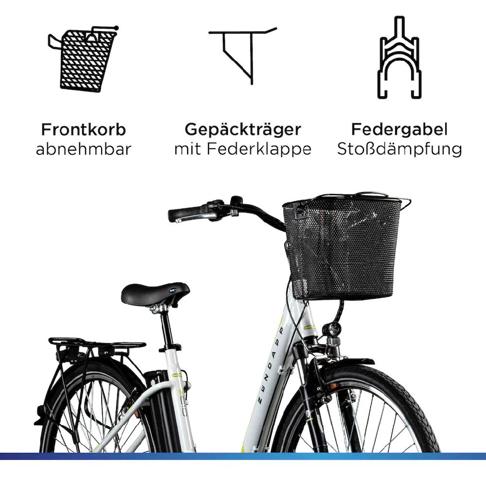 Zündapp E-Bike »Z510« 3 Gang Shimano Nexus SC-3C41 Frontmotor 250 W Pedelec Elektrofahrrad für Damen u. Herren Cityrad Sonderangebot der Fabrik