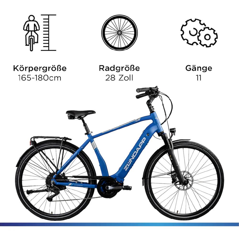 Zündapp E-Bike »X500« 11 Gang Shimano Deore Mittelmotor 250 W Pedelec Elektrofahrrad für Damen u. Herren Trekkingrad auf Rechnung Kostenloser Versand international
