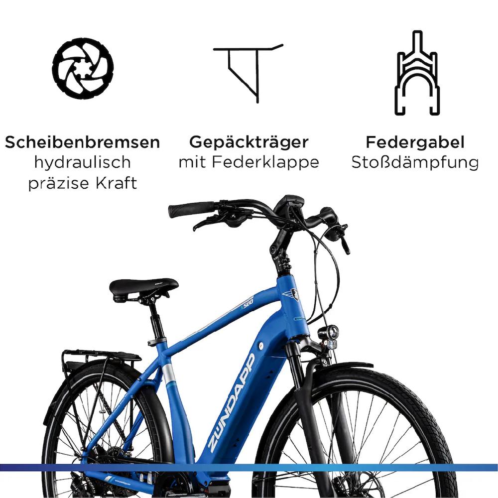 Zündapp E-Bike »X500« 11 Gang Shimano Deore Mittelmotor 250 W Pedelec Elektrofahrrad für Damen u. Herren Trekkingrad auf Rechnung Kostenloser Versand international