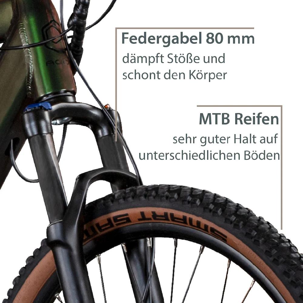 AGON E-Bike »Alpha« 24 Gang Heckmotor 250 W Pedelec Elektrofahrrad für Damen u. Herren MTB Mountainbike auf Rechnung Fabrikpreis