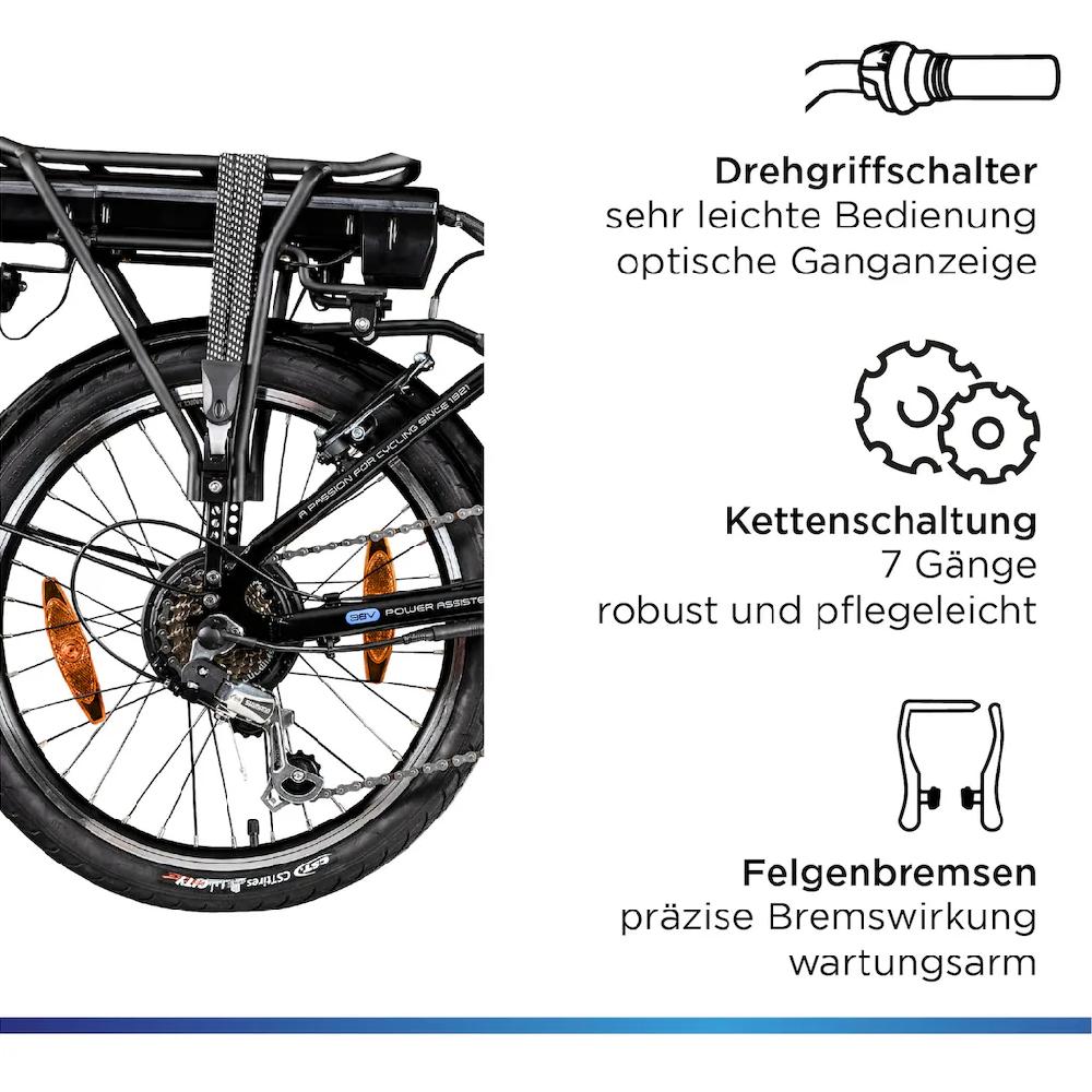 Zündapp E-Bike »Z110« 7 Gang Shimano RD-TY21 Tourney Heckmotor 250 W Pedelec Elektrofahrrad für Damen u. Herren Klapprad Versandkostenfrei