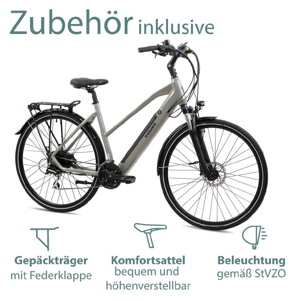 Tretwerk E-Bike »Seville 5.0« 24 Gang Shimano Heckmotor 250 W Pedelec Elektrofahrrad für Damen u. Herren Trekkingrad auf Rechnung kaufen Preisnachlass