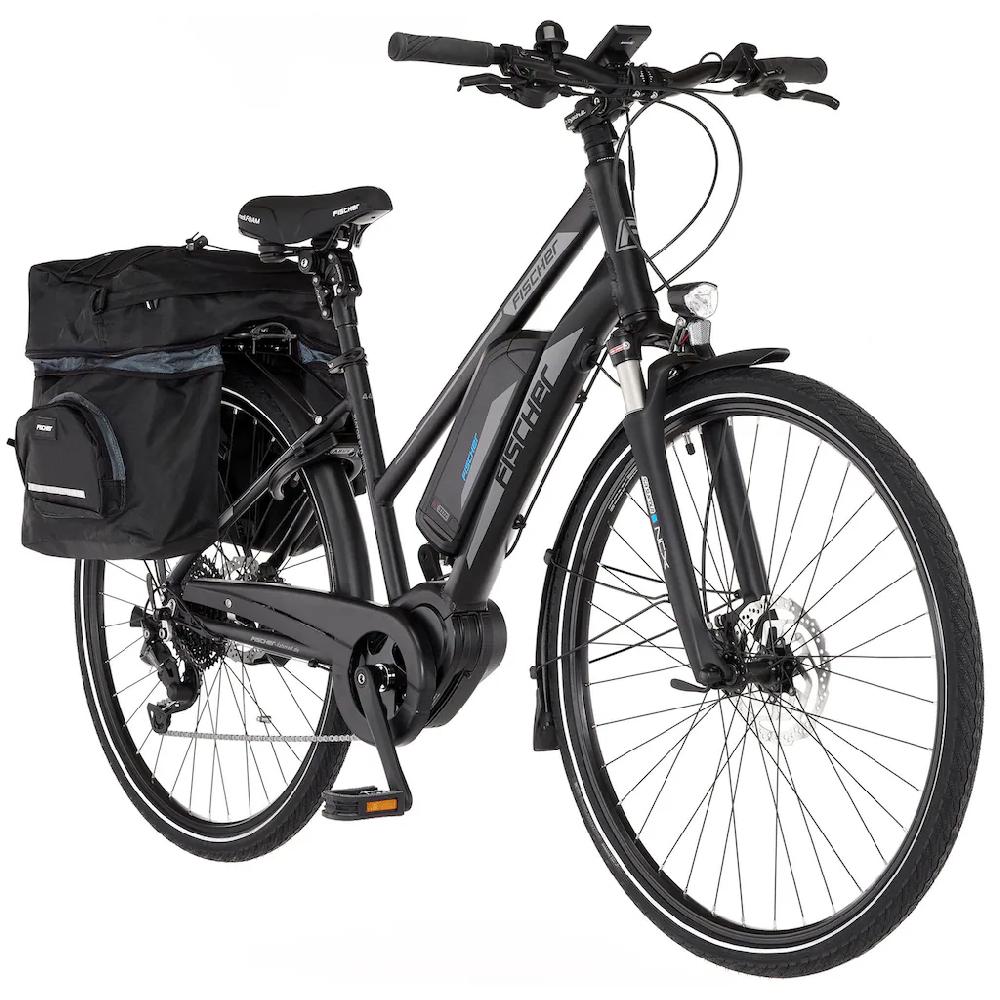 FISCHER Fahrrad E-Bike »VIATOR ETD 1861 557« 10 Gang Shimano Deore Mittelmotor 250 W (mit Gepäckträgertasche) Pedelec Elektrofahrrad für Damen Trekkingrad auf Rechnung Saisonschlussverkauf