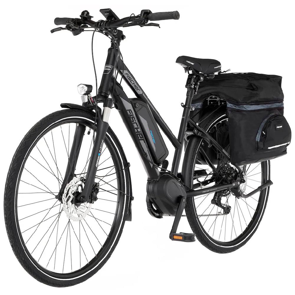 FISCHER Fahrrad E-Bike »VIATOR ETD 1861 557« 10 Gang Shimano Deore Mittelmotor 250 W (mit Gepäckträgertasche) Pedelec Elektrofahrrad für Damen Trekkingrad auf Rechnung Saisonschlussverkauf